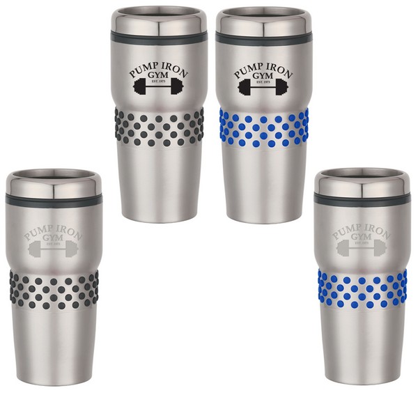 DH5857 16 Oz. Stainless Steel Tumbler With Dotted Rubber Grips And